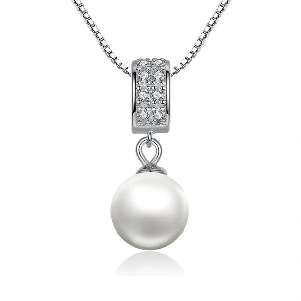 Sterling Silver Pearl Pendant Necklace Long Chain Necklace Jewelry Wedding Necklace