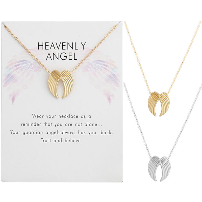 Fashion Jewelry Ladies Pendant Angel Wings Necklace Gold / Silver